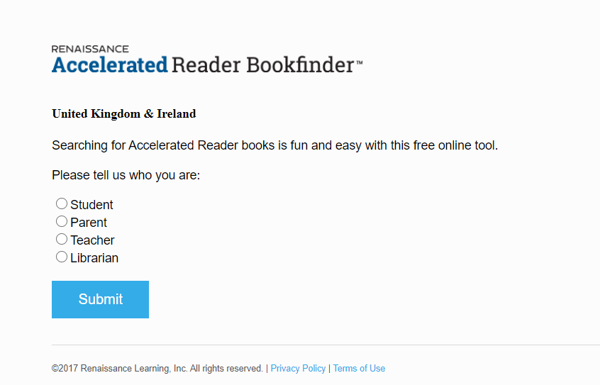If you follow the link above to the book finder you will see the following. Please select parent.